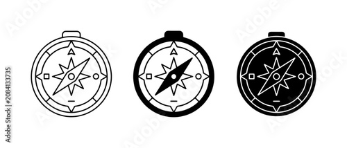 Foto Compass Icons Set: Navigation Tools, Direction Finders, and Travel Guides
