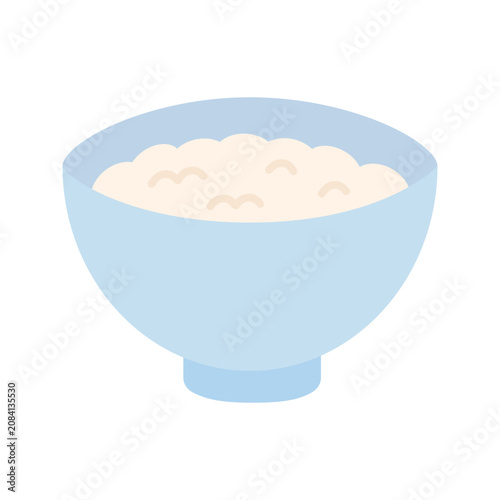 Bowl of rice. Meal, nutrition, dish concepts. Flat vector design isolated illustration.