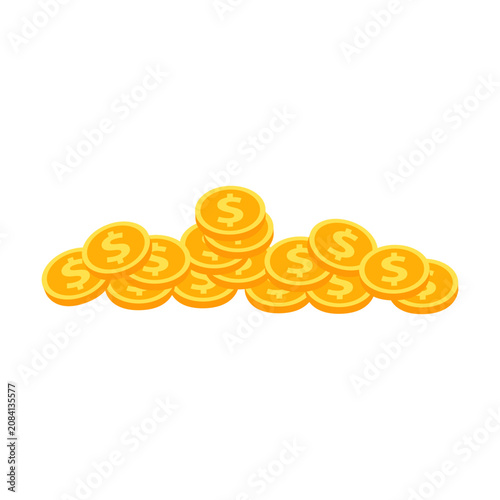 Pile of gold coin. Business, financial, investment, profit, wealth concepts. Flat vector design isolated illustration.