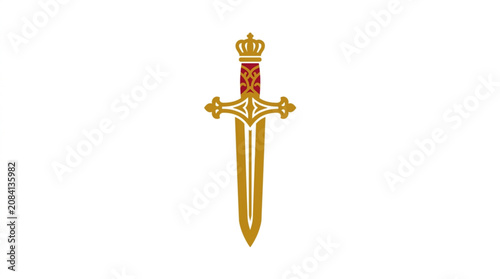 Принти на полотні Golden Sword with Crown Emblem Symbolizing Royalty and Power.