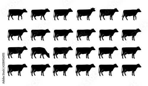 Fotografie Full Body Holstein Dairy Cow Silhouette Vector Collection for Agriculture Milk a