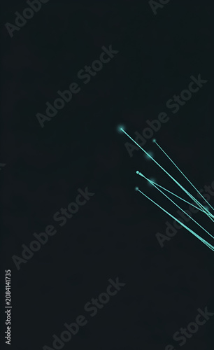 Abstract glowing cyan lines with dots on dark background