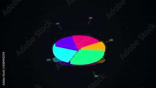 Animated 3D Pie Chart Rotating for Corporate Data Analysis Presentation