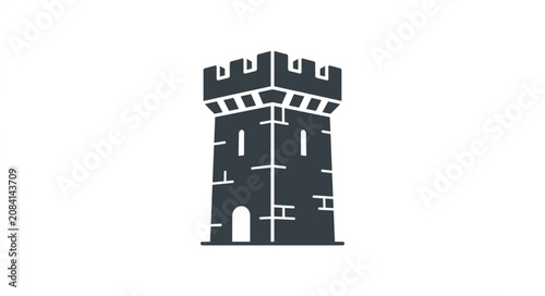 Foto Medieval Castle Tower Fortress Icon Silhouette.