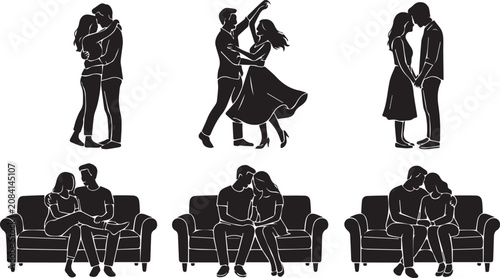 Foto Romantic Couple Silhouette Illustration for Relationship and Love Concepts