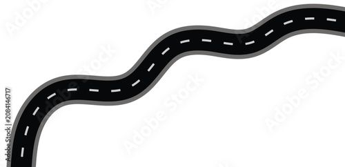 Top view Winding Asphalt Road. Curve highway roadway abstract Line on White Background Minimalist Design