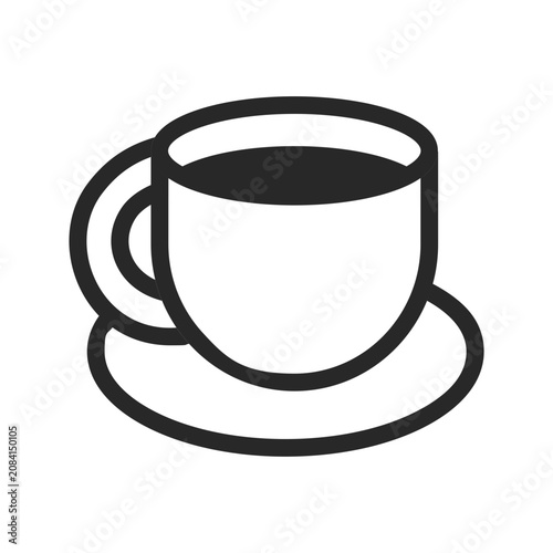 Coffee cup. Cup with beverage. Refreshment, lifestyle, drink concepts. Simple outlined vector design isolated illustration.