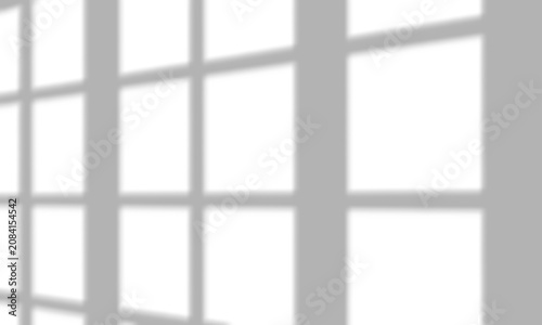 Sharp window frame shadow projection cast on transparent background