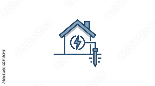 Cuadro en lienzo House with lightning bolt symbol indicating electricity connection