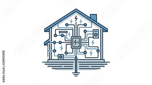 Smart Home Technology System Schematic Illustration.