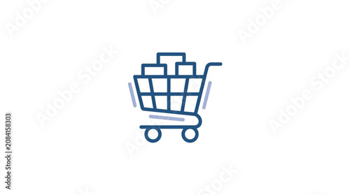 Shopping cart icon with items inside representing commerce.