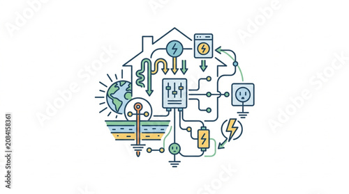 Smart Home Energy System Diagram Illustration.