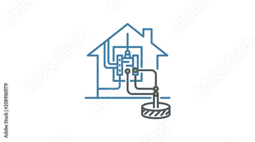 Home electrical wiring diagram schematic illustration.