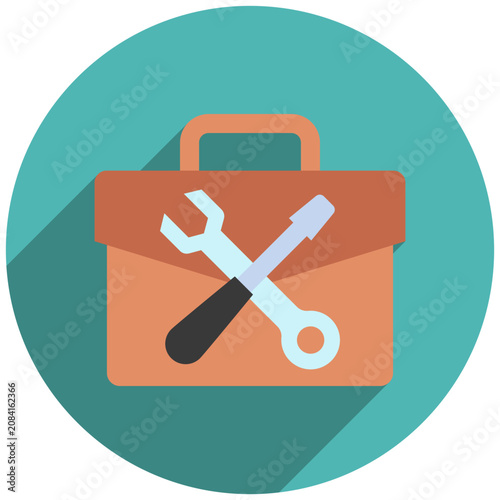 Tools Rounded Flat Color Icon Mini Illustration, Use For Modern Concept, Print, Ui, Ux Kit, Web And App Development. Vector Related To Hybrid Work, Work From Home.