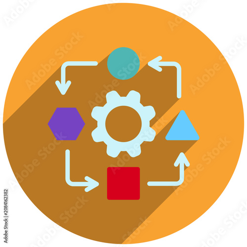 Adaptation Rounded Flat Color Icon Mini Illustration, Use For Modern Concept, Print, Ui, Ux Kit, Web And App Development. Vector Related To Hybrid Work, Work From Home.
