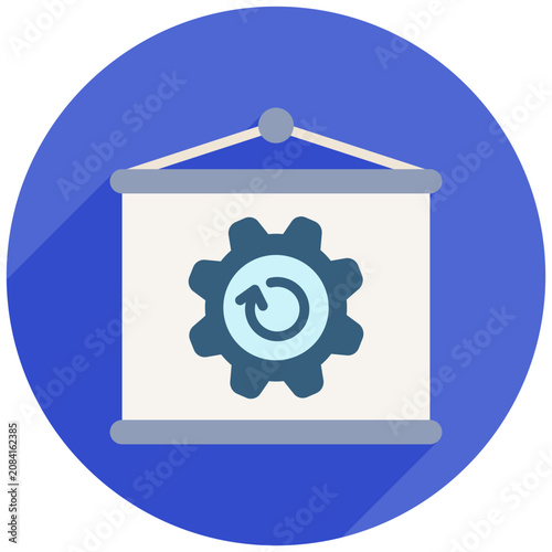Training Rounded Flat Color Icon Mini Illustration, Use For Modern Concept, Print, Ui, Ux Kit, Web And App Development. Vector Related To Hybrid Work, Work From Home.