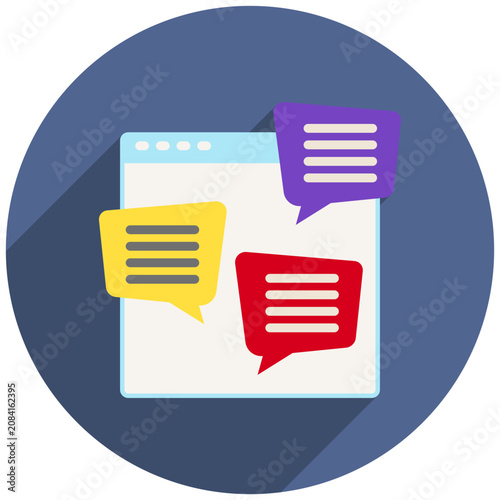 Virtual Meeting Rounded Flat Color Icon Mini Illustration, Use For Modern Concept, Print, Ui, Ux Kit, Web And App Development. Vector Related To Hybrid Work, Work From Home.