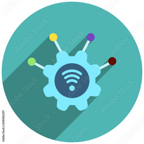 Connectivity Rounded Flat Color Icon Mini Illustration, Use For Modern Concept, Print, Ui, Ux Kit, Web And App Development. Vector Related To Hybrid Work, Work From Home.