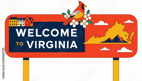 Konstfotografi Very beautiful realistic vector of a classic roadside welcome sign featuring a c