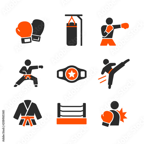 Tableau sur toile Martial arts equipment and training gear for boxing and karate practice