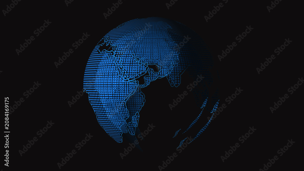 Naklejka premium Digital globe animation features a modern layout. This digital globe animation represents network data security. Abstract digital globe animation design.