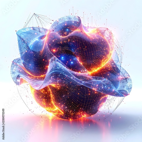 Vibrant abstract digital art with glowing neon colors