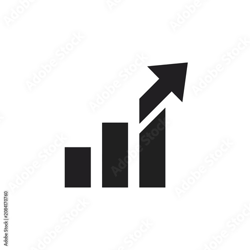 Black bar chart with rising arrow.