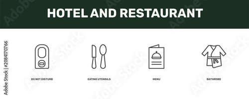 Obraz na plátně hotel and restaurant icon set with do not disturb, eating utensils, menu, bathro