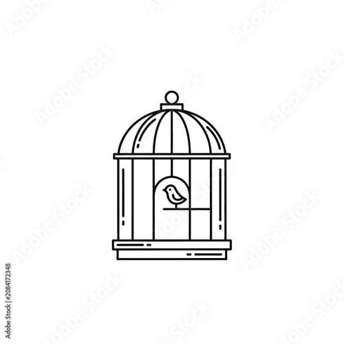 Принти на полотні Bird Sitting in a Cage House.
