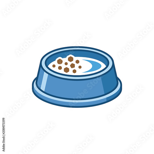 Foto Blue Pet Food Bowl with Kibble.