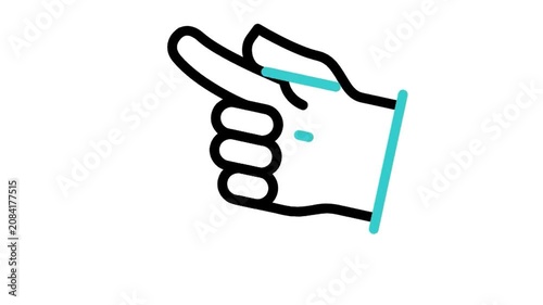 Animated hand finger pointing left icon loop motion graphic, directional gesture and navigation pointer symbol, isolated on white background