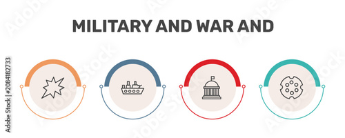 Photos military and war and icon set with explosion, warship, federal agency, chamber s