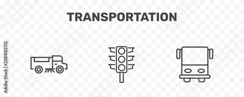 Cuadro en lienzo transportation icon set with road sweeper, semaphore, public transportation sign
