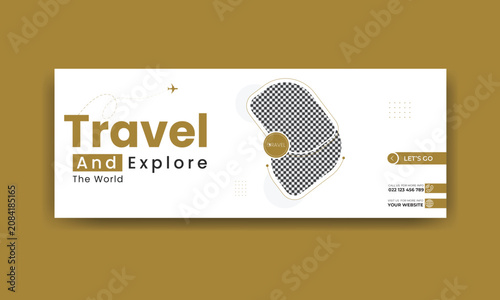 Travel Web Banner Template with Clean Modern Layout for Tour Agency, Vacation, Landing Page and Tourism