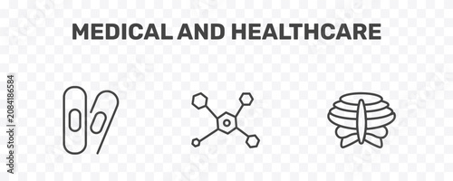 Quadro su tela medical and healthcare icon set with bandage cross, molecular structure, sternum
