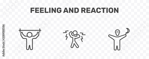 Canvastavla feeling and reaction icon set with pumped human, shocked human, horrible human s
