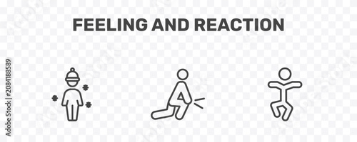 Fotografia feeling and reaction icon set with chill human, sore human, stupid human signs i