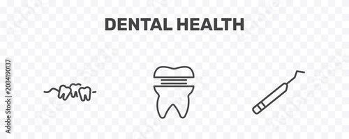 Slika na platnu dental health icon set with malocclusion, molar crown, periodontal scaler signs