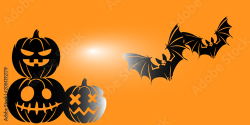 halloween pumpkin and bat