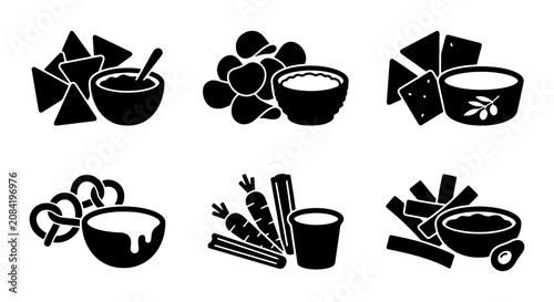 Bild auf Leinwand Snack Icons Set, Appetizer Vector Graphics, Party Food Clip Art Collection