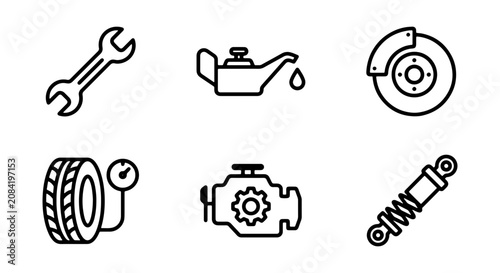 Photos Automotive Repair Icons: Wrench, Oil, Brake, Tire, Engine, Shock Absorber