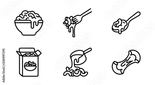 Quadro su tela Macaroni Cheese Icons, Pasta Food Vector Graphics, Comfort Food Illustrations