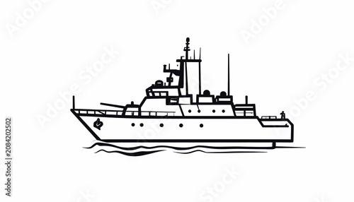 Cuadro en lienzo Large Military Ship Vessel Ocean Transport.