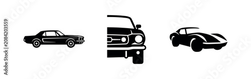 Konstfotografi Classic and Sports Car Icons Set for Automotive and Transportation