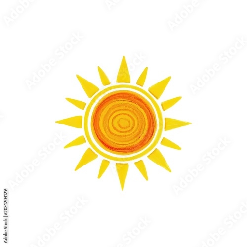 Handdrawn Sun Yellow Orange Concentric Circles Rays Crayon Doodle