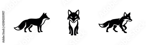 Obraz na plátně Fox Animal Silhouette Icons Set