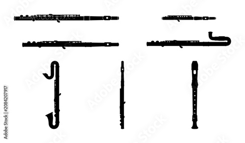 Woodwind Instruments Collection, Musical Ensemble Vector Icons, Classic Orchestra Elements