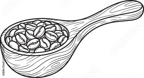 Photos Wooden Spoon Filled with Roasted Coffee Beans