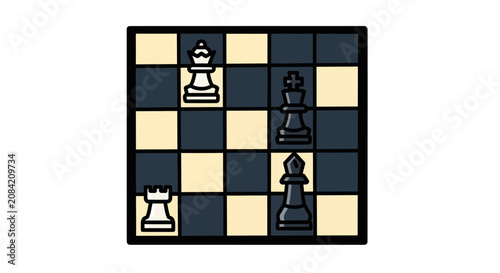Canvas Print Strategy chess board with black and white pieces.