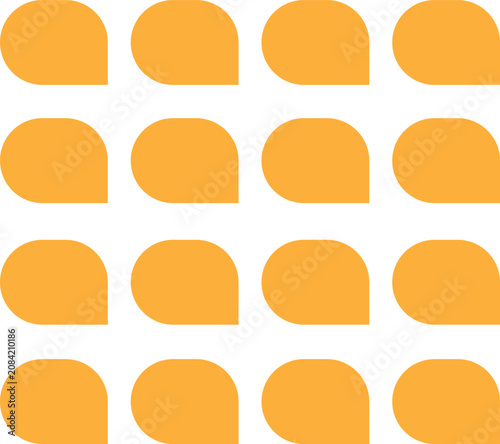 Flat vector illustration featuring a pattern of repeating yellow rounded square shapes with a pointed corner on transparent background